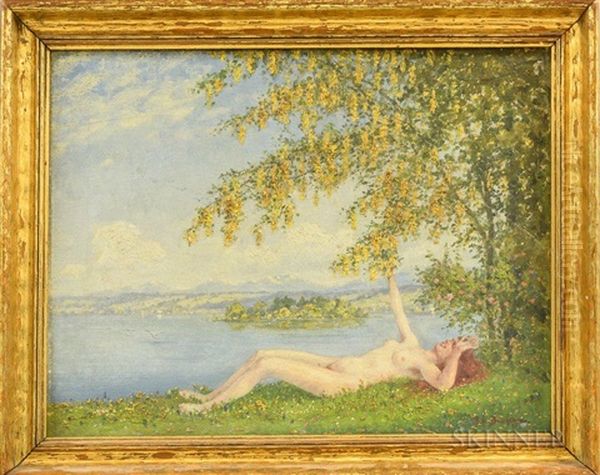 Reclining Nude By A Lake Shore by Robert Buchtger