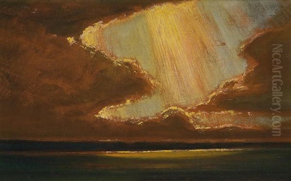 Wolkenstudie Mit Durchbrechenden Sonnenstrahlen Uber Dem Meer by Robert Buchtger