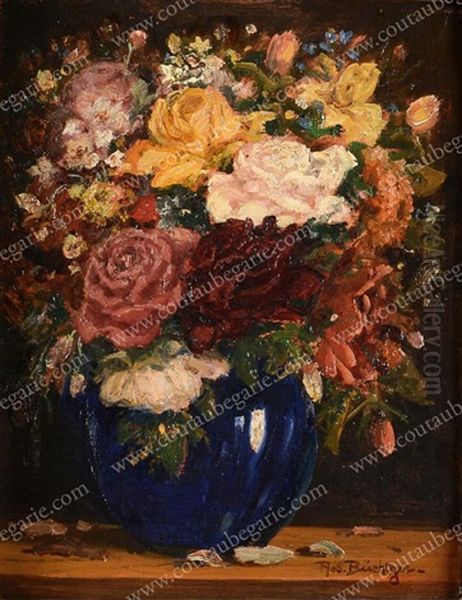 Vase Au Bouquet De Fleurs Oil Painting by Robert Buchtger