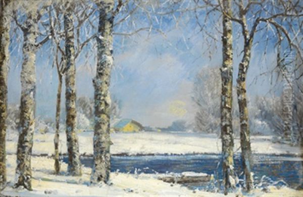 Winterlandschaft An Einem Sonnigen Tag Oil Painting by Robert Buchtger