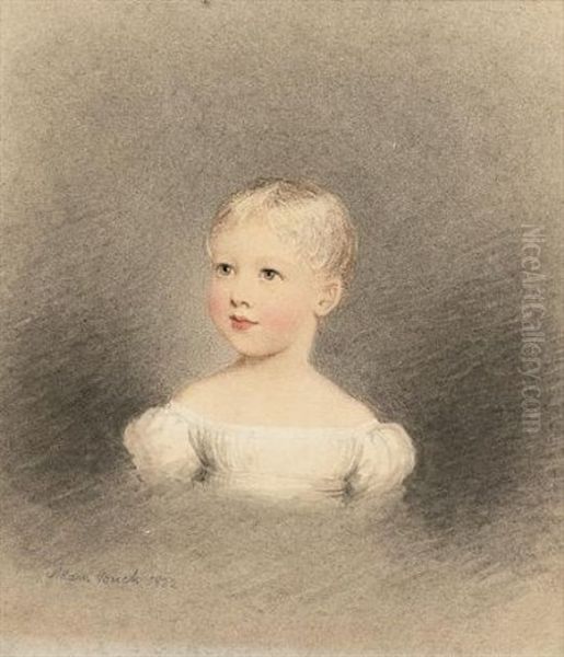 Portraits Of A Baby Wearing White Dress (+ 2 Others, 1821/1824; 3 Portraits Of Children) Oil Painting by Adam Buck