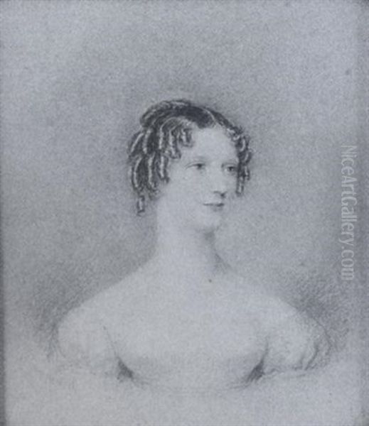 A Lady (henrietta De Grey, Nee Cole) Wearing Decollete White Dress Oil Painting by Adam Buck