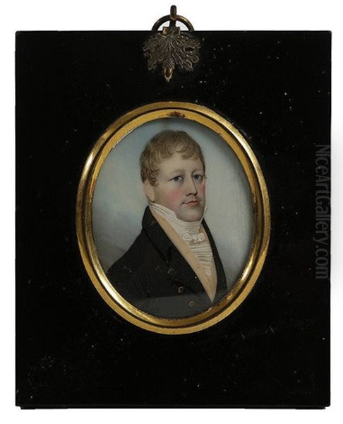 Portrait Of A Gentleman Wearing Black Jacket And White Bow Tie Oil Painting by Frederick Buck