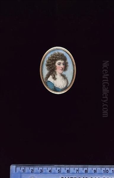 A Lady, Wearing Blue Dress And White Fichu by Frederick Buck