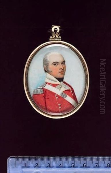 An Officer Wearing Scarlet Coatee, Blue Collar With Gold Lace, Gold Epaulettes, White Leather Shoulder Belt (+ Captain John Nixon Nunn Wearing Scarlet Coatee, Silver Epaulette; 2 Works) Oil Painting by Frederick Buck