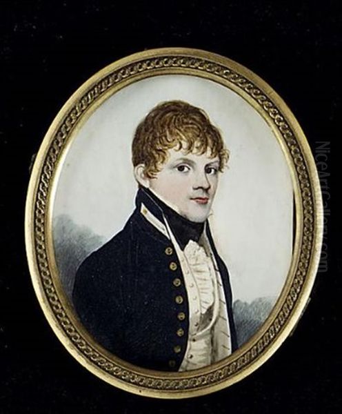 A Midshipman, Wearing Naval Uniform, Blue Coat With Gold Buttons Oil Painting by Frederick Buck