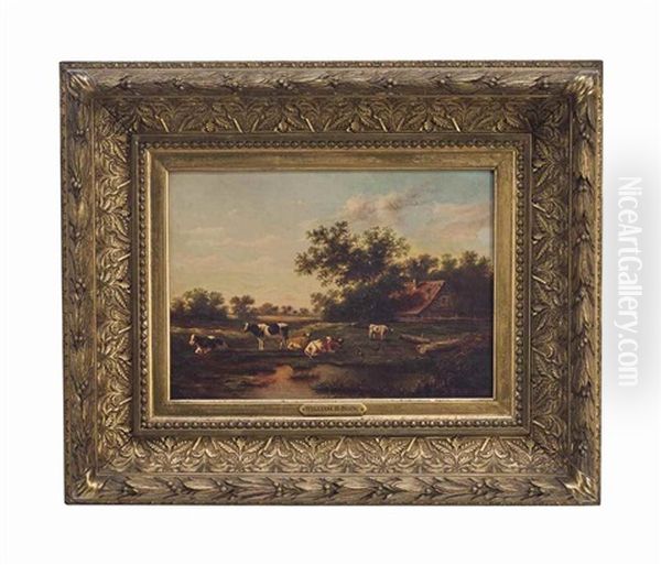 Cows In A Pasture Oil Painting by William Henry Buck