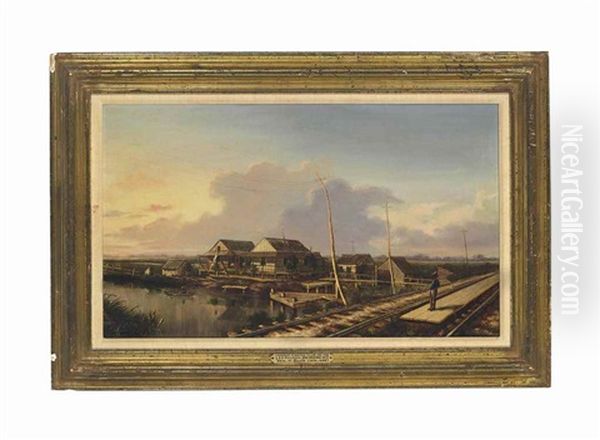 Lookout Fishing Club Oil Painting by William Henry Buck