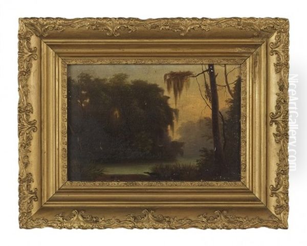 Swamp Scene In Louisiana Oil Painting by William Henry Buck