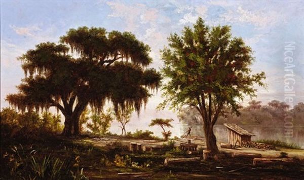 Moss Trees Along The Mississippi River Oil Painting by William Henry Buck