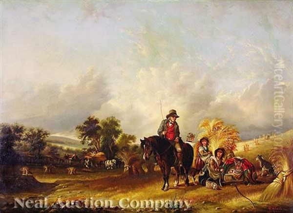 Grain Harvest, Lowlands (after Hugh Collins) Oil Painting by William Henry Buck