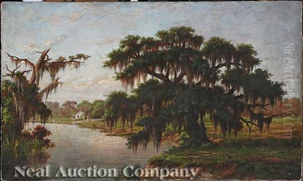 Live Oak Along The Bayou Oil Painting by William Henry Buck