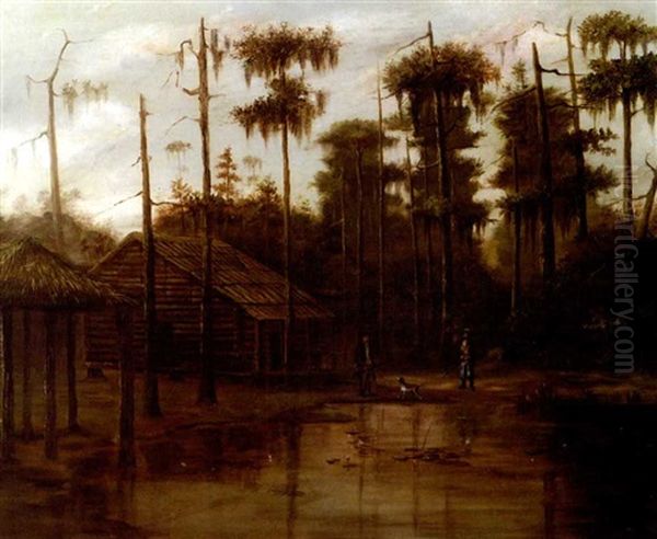 Hunter's Cabin Oil Painting by William Henry Buck