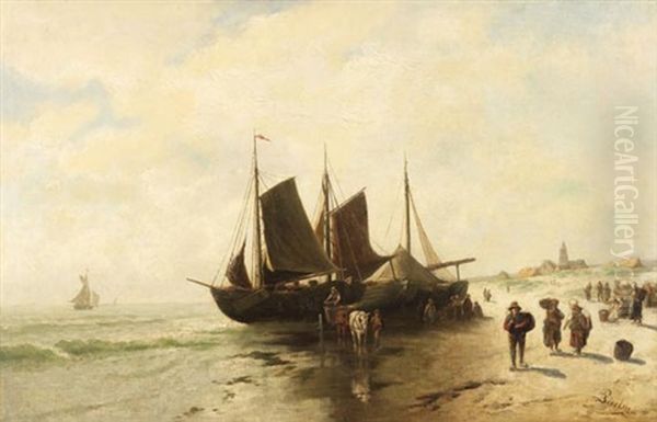 Fischerboote Am Strand Oil Painting by Peter Bucken