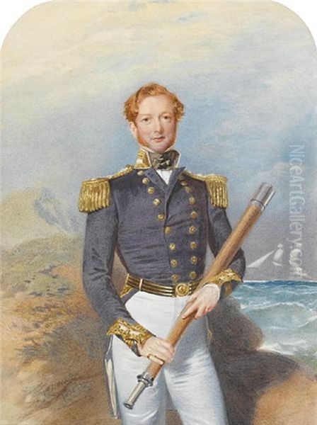 A Naval Officer Oil Painting by William Buckler