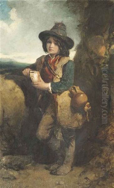 Angelo, A Peasant Boy Of The Roman Campagna Oil Painting by Richard Buckner