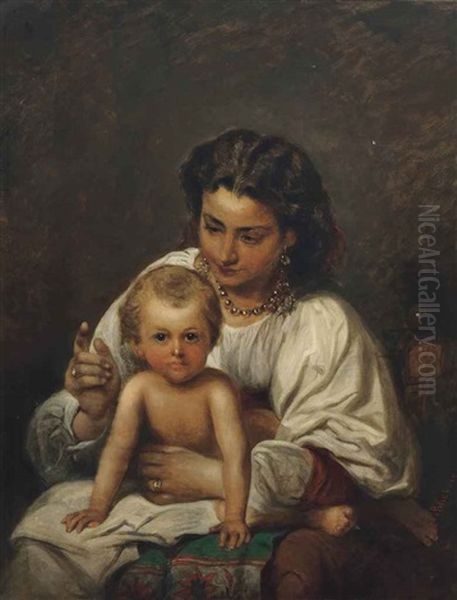 A Mother's Love Oil Painting by Richard Buckner