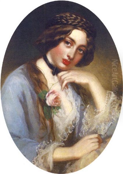 Portrait Of A Lady (lady Dorothy Nevill?) Oil Painting by Richard Buckner