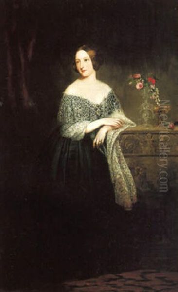 Portrait Of A Lady (the Duchess Of Westminster?) Oil Painting by Richard Buckner