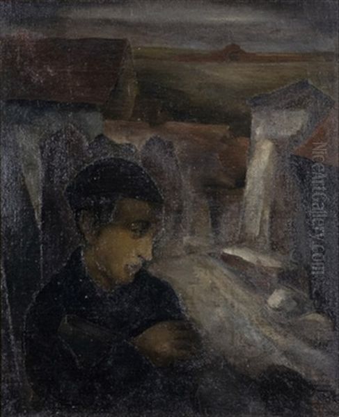 Young Man Outside The Village Oil Painting by Josef Budko