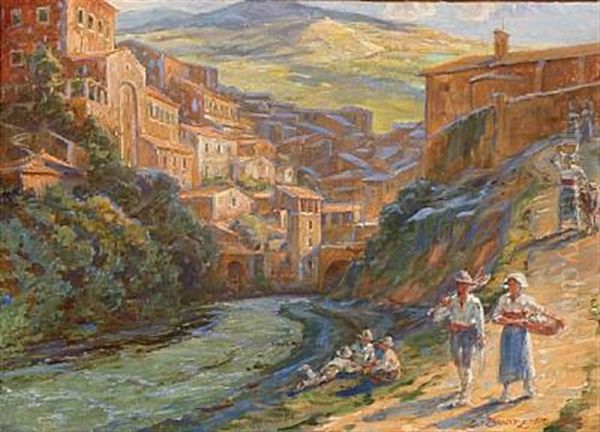 View Towards A Town In Italy by Carl Budtz-Moller