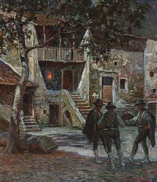 Evening Scene With Three Italian Men by Carl Budtz-Moller