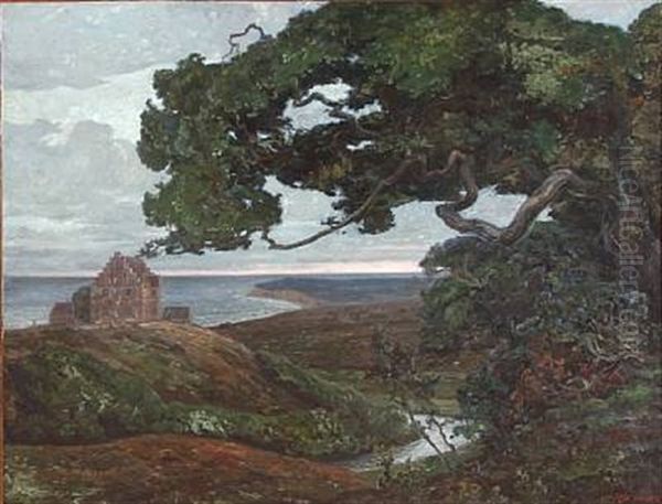 Hovedgaarde Kaas, Salling Oil Painting by Carl Budtz-Moller