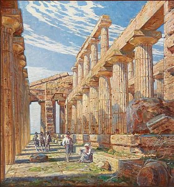 Summer Day At Paestum In Italy by Carl Budtz-Moller