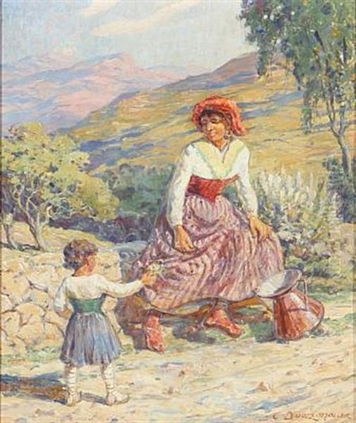 Et Hvil Paa Hjemvejen - Anticoli (sabinerbjergene) (a Rest On The Way Home - Anitcoli (sabine Hills)) by Carl Budtz-Moller