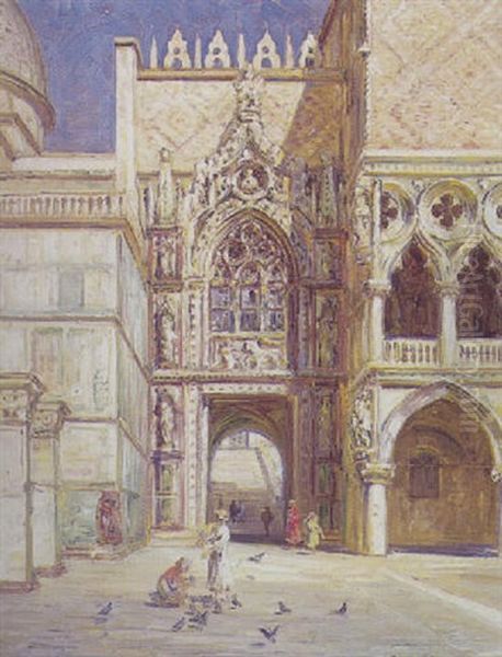 Portal Ved Dogepaladset I Venedig by Carl Budtz-Moller