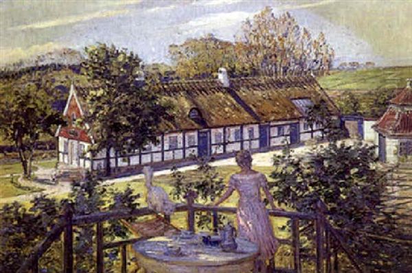 Sommerdag Ved Kunstnerens Sommerbolig, Meolsted, Bornholm by Carl Budtz-Moller