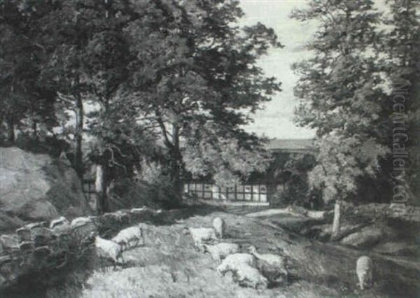 A Summer Landscape With Sheep by Carl Budtz-Moller