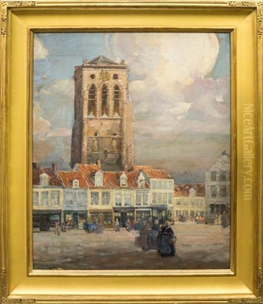 Flemish Square Oil Painting by Karl Albert Buehr