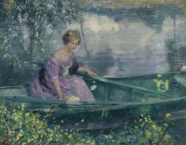 Jeune Fille Dans Une Barque Oil Painting by Karl Albert Buehr