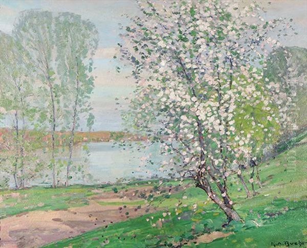 Banks Of The Seine, Vernon Oil Painting by Karl Albert Buehr