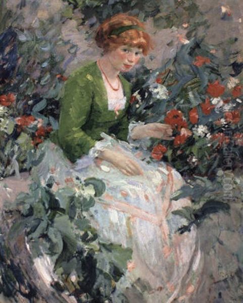 The Flower Girl Oil Painting by Karl Albert Buehr