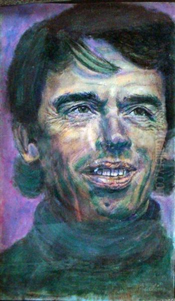 Portrait De Jacques Brel (+ Another, Lrgr; 2 Works (+ Another, Color Pencil, Lrgr; 3 Works)) Oil Painting by Felix Buelens