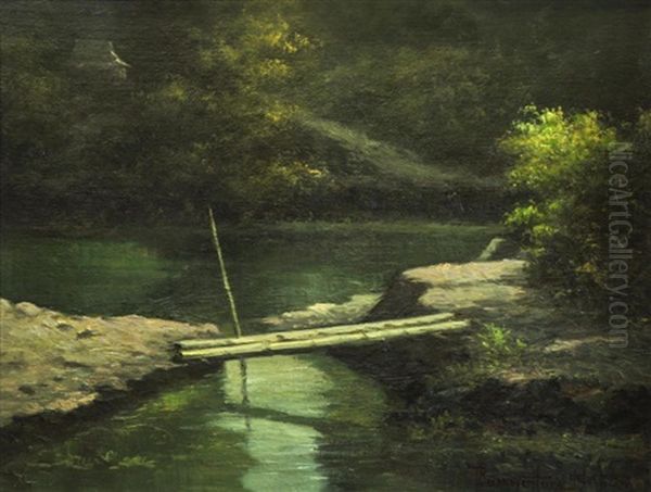 Bamboo Bridge Oil Painting by Teodoro Buenaventura