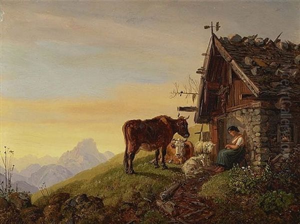 Alp Oil Painting by Heinrich Buerkel