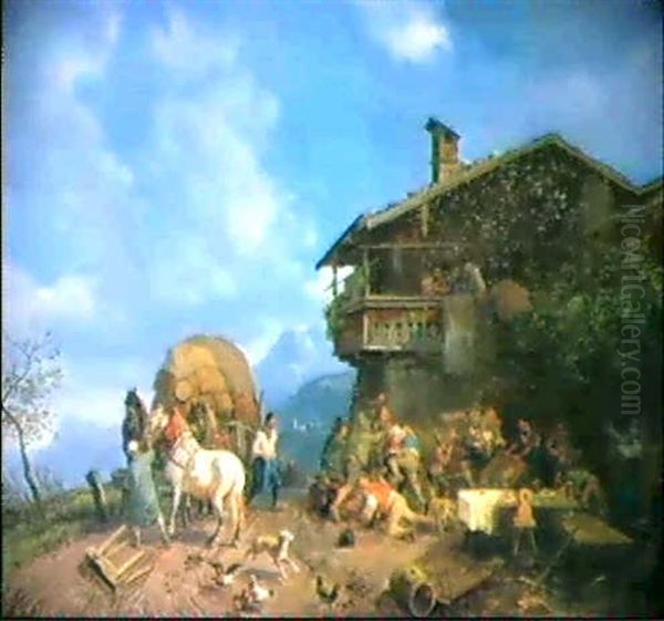 Rauferei Vor Der Schanke Oil Painting by Heinrich Buerkel