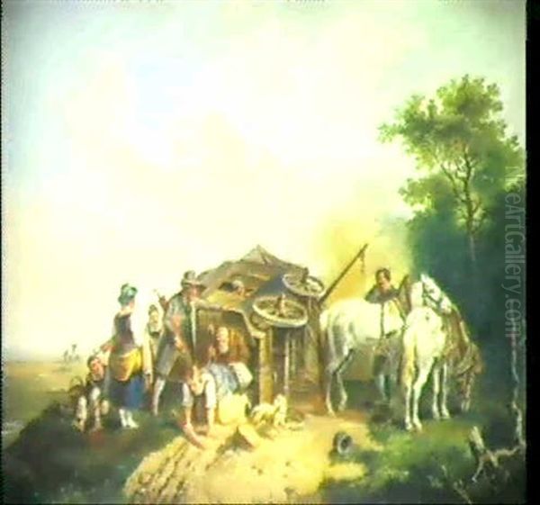 Die Umgesturzte Reisekutsche Oil Painting by Heinrich Buerkel