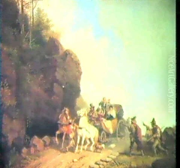 Oberfall Auf Eine Reisekutsche Oil Painting by Heinrich Buerkel