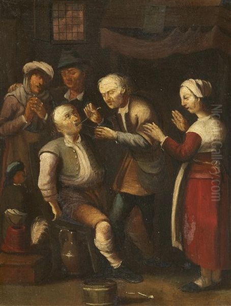 At The Dentist Oil Painting by Jan Jansz Buesem