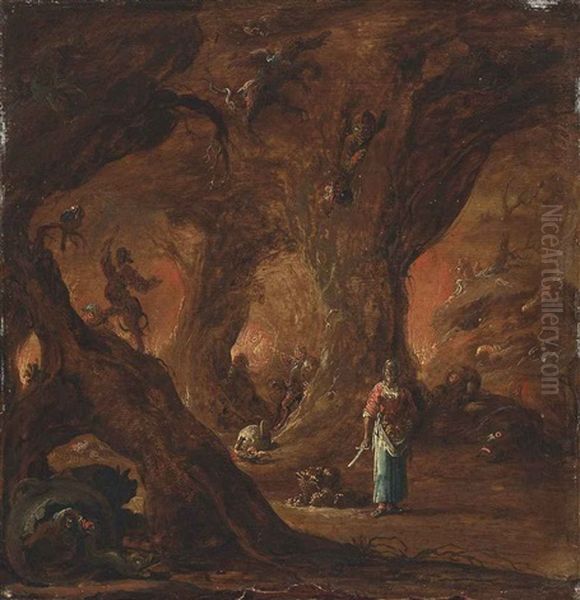 A Sorceress In A Wood Surrounded By Devils Oil Painting by Jan Jansz Buesem