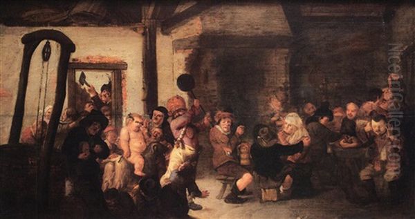 Le Carnaval Du Mardi-gras Ou La Farandole Dans La Taverne Oil Painting by Jan Jansz Buesem