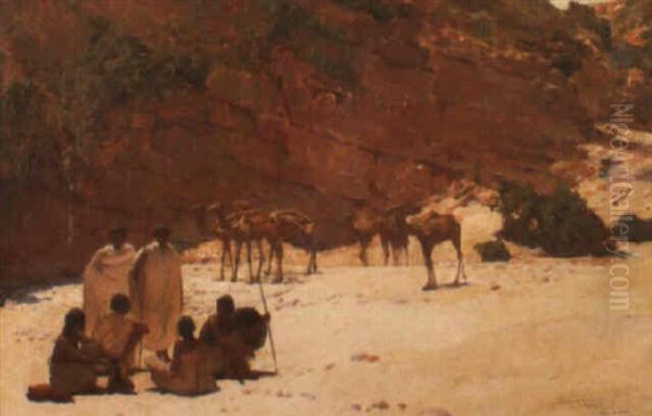 Campement D'indigenes En Abyssinie Oil Painting by Paul Buffet