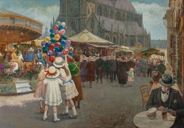 La Foire St. Christophe A Tourcoing Oil Painting by Carlos Buffin