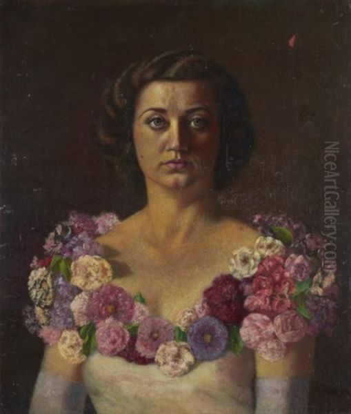 Portrait De Lidia Bugatti (niniette) Oil Painting by Carlo Bugatti