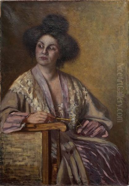 Portrait Of A Lady Oil Painting by Carlo Bugatti