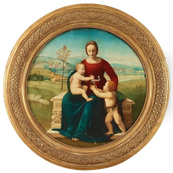 Madonna And Child With The Infant St Oil Painting by Giuliano Bugiardini